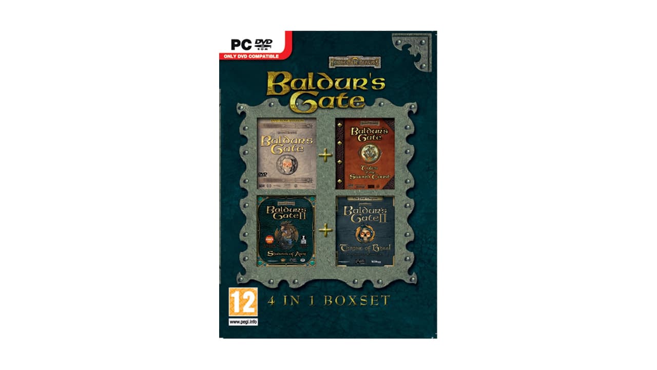 A picture of a DVD case, with Baldur's Gate 1, 2 and their expansions on the cover. 